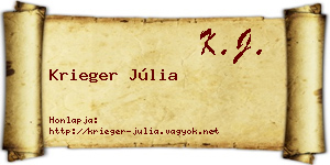 Krieger Júlia névjegykártya